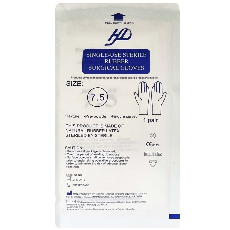 دستکش جراحی لاتکس اچ دی مدل 02 سایز 7.5